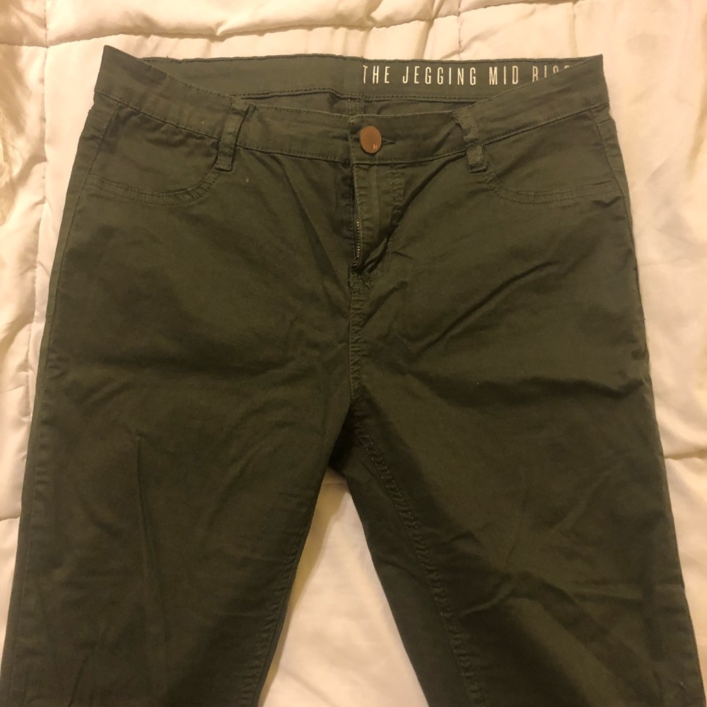 Green Mid Rise Jeggings